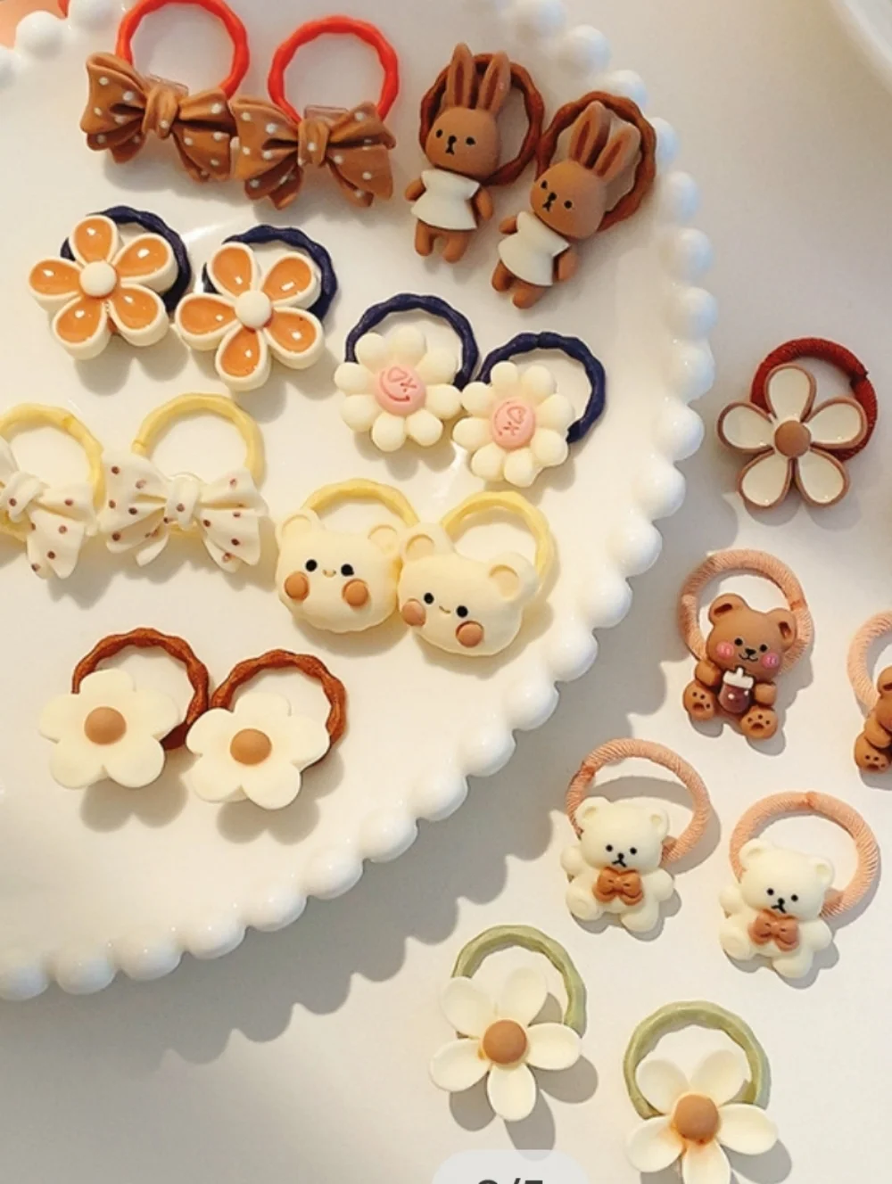 Bundle Of Elastic Hair Bands-Cartoon Fruit-Animal-Flower-Resin Hair Ties NEW